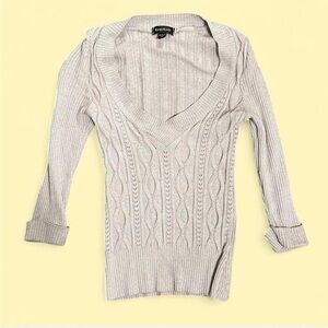bebe Light Gray V-Neck Sweater